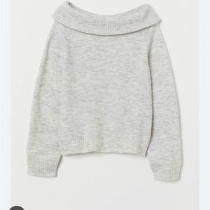 Cozy H&M off the shoulder sweater in grey .